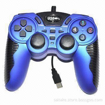 USB Dual-shock Gamepad with 8-way Directional Buttons, 2 Analog Sticks, and 12 Fire Buttons